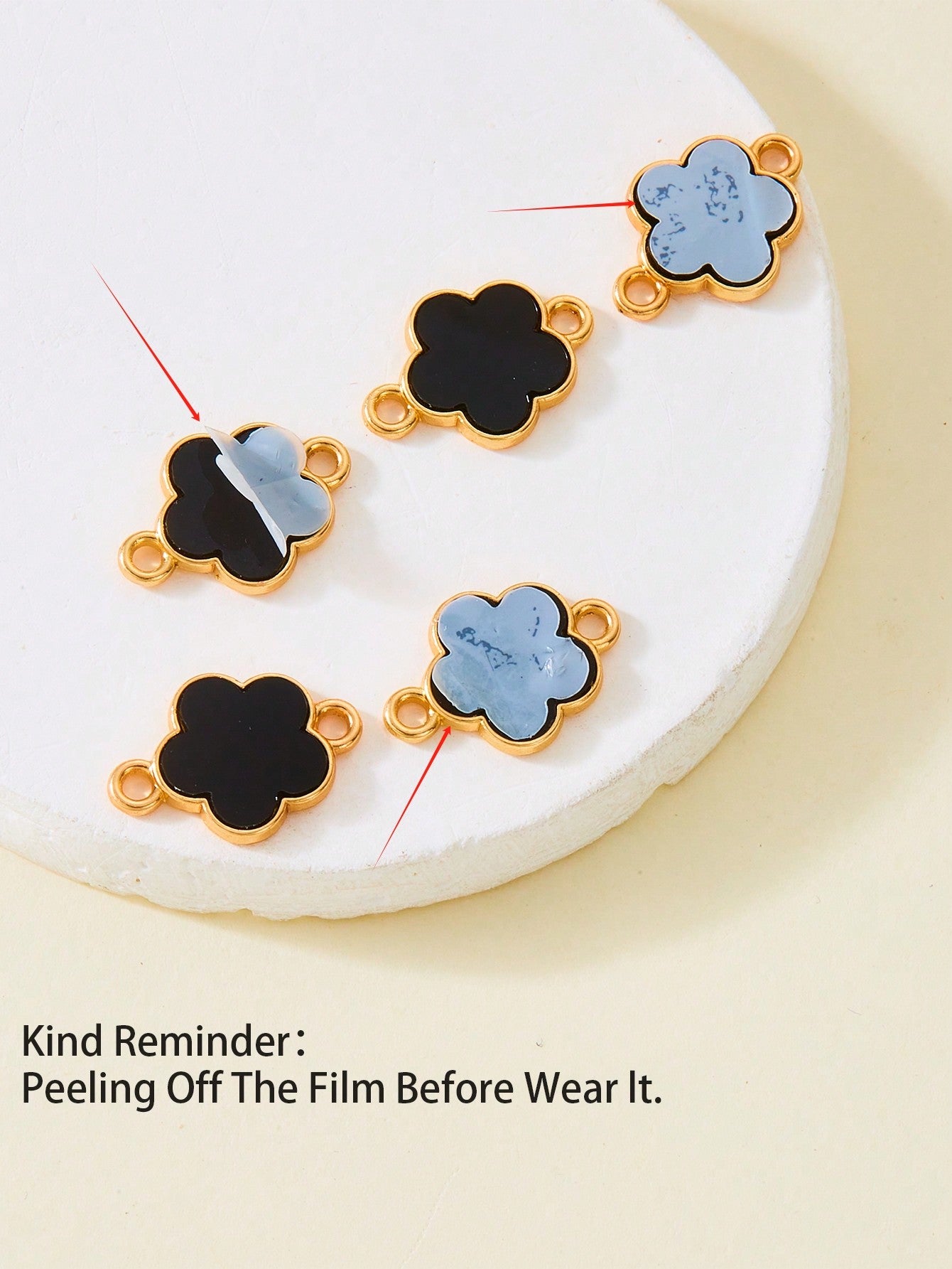 6-Piece Five-Leaf Clover Jewelry Set – Adjustable Necklace, Bracelet, Earrings & Ring (Zinc Alloy, Peel-Off Film Included)