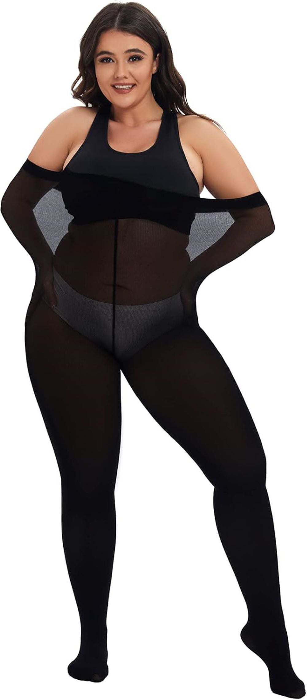 Plus Size High-Waisted Tights for Women | 90 Denier Semi-Opaque Pantyhose with Elastic Waistband | Multi Colors (Black, Suntan, Wine Red & More) | XL-4XL