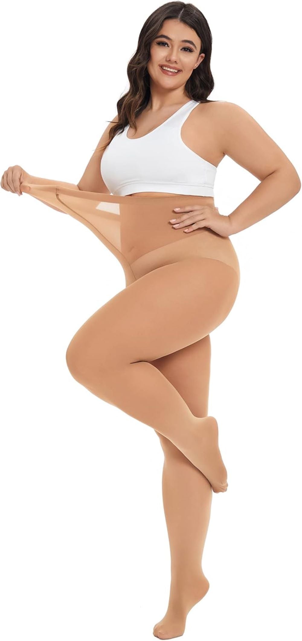 Plus Size High-Waisted Tights for Women | 90 Denier Semi-Opaque Pantyhose with Elastic Waistband | Multi Colors (Black, Suntan, Wine Red & More) | XL-4XL