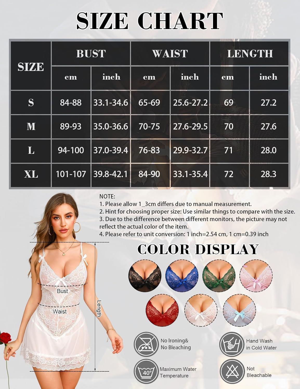 Laven & Ivory Women Babydoll Lingerie Set Lace Babydoll Mesh Nightwear Chemise Nightdress with Thong Sleepwear Bridal Sleepwear for Ladies