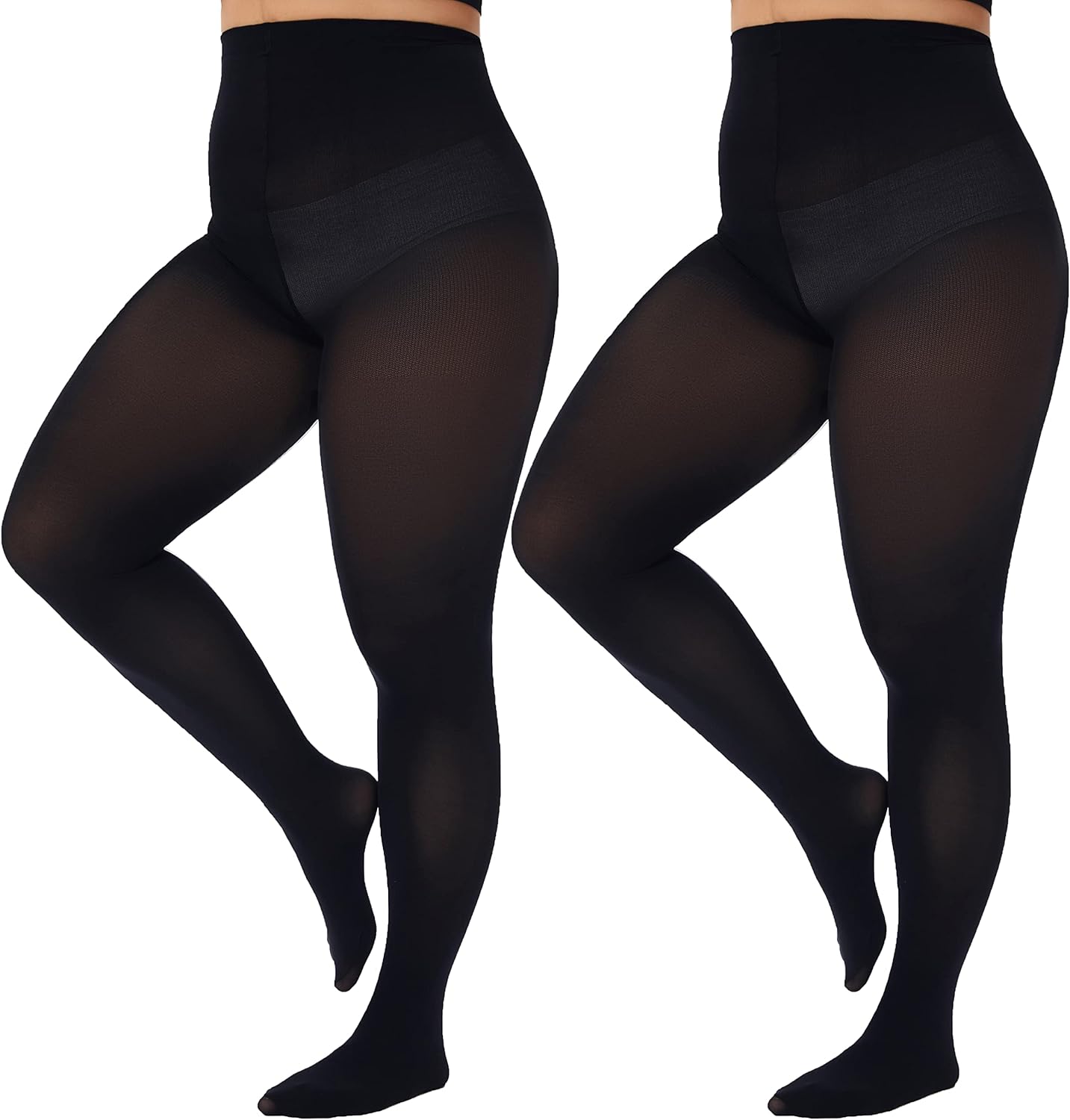 Plus Size High-Waisted Tights for Women | 90 Denier Semi-Opaque Pantyhose with Elastic Waistband | Multi Colors (Black, Suntan, Wine Red & More) | XL-4XL