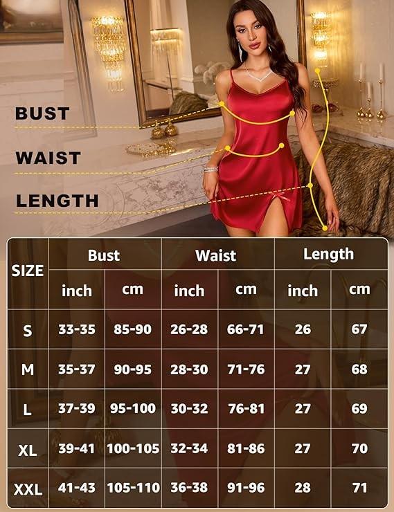 Laven & Ivory Babydoll Lingerie for Women - Satin Nightdress Silk Nighties Chemise Negligees
