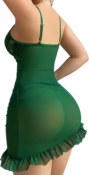 Laven & Ivory Babydoll Lace Lingerie Set for Women – Underwired Mesh Chemise Nightwear | Bridal Womenswear Lingerie | Comfortable Breathable Lingerie for Hen Nights, Anniversary & Trousseau