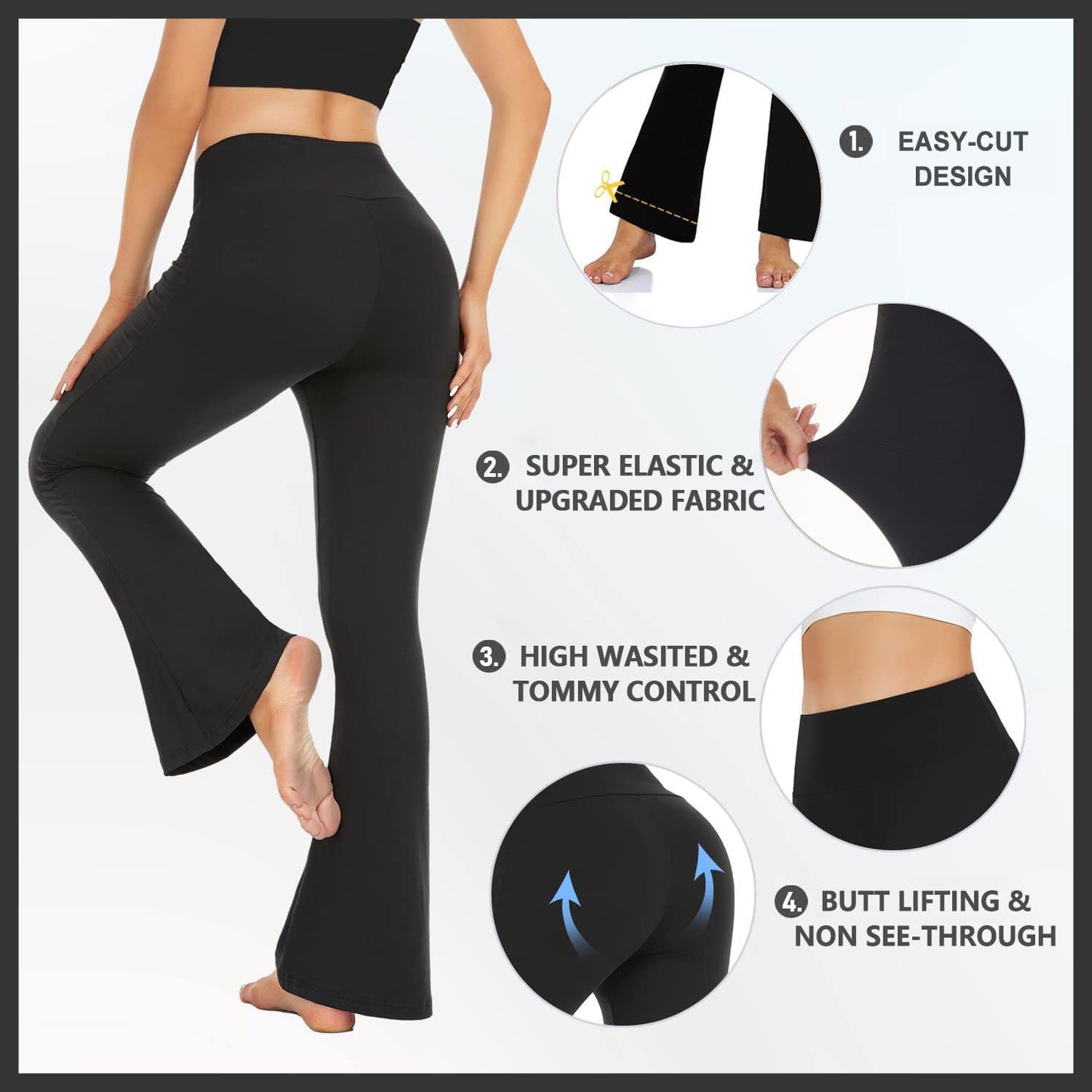 High-Waisted Flared Yoga Pants for Women | Bootcut Tummy Control Leggings | Stretchy Workout & Casual Wear (XS-XL)