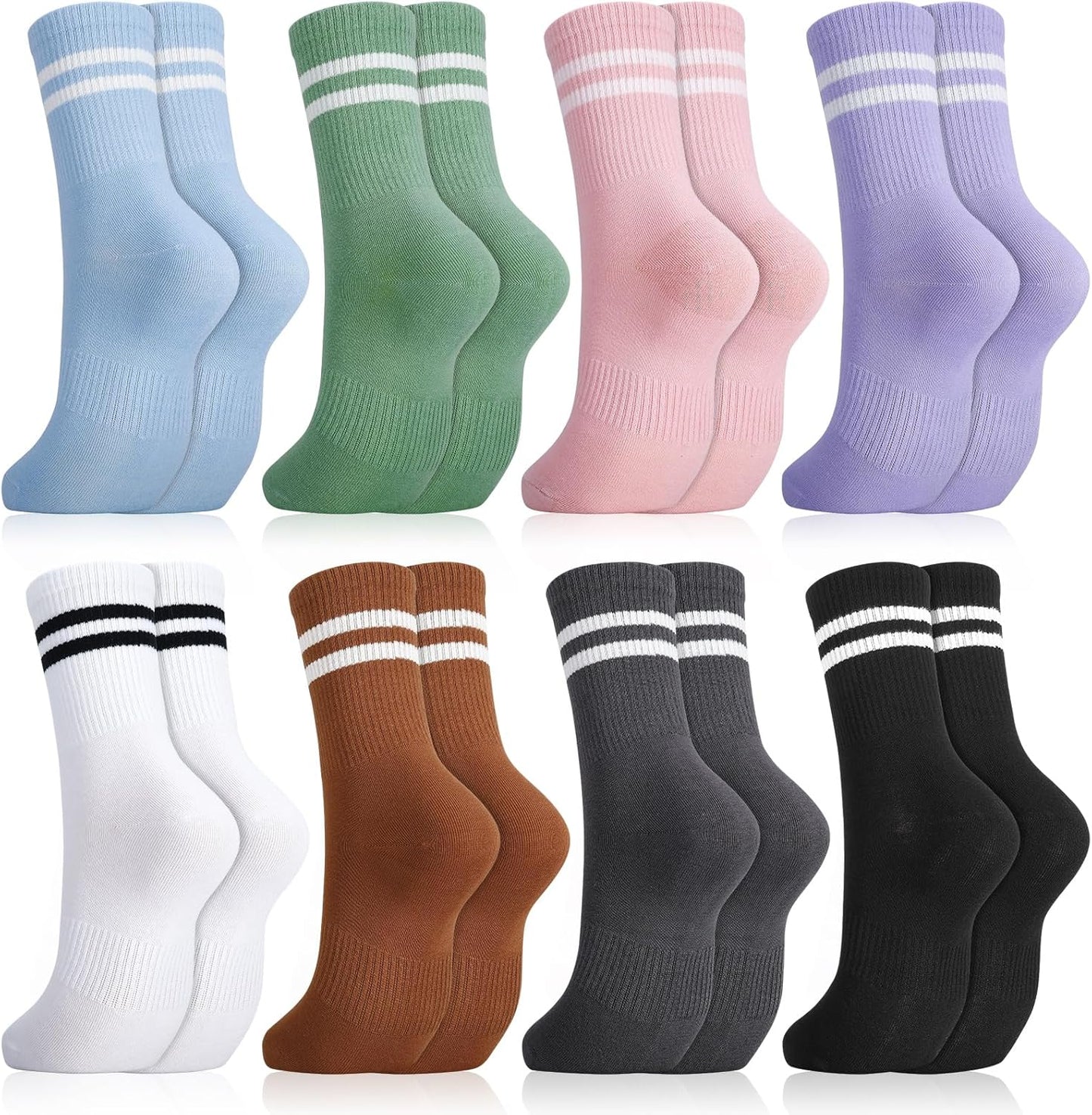 8-Pack Women’s Breathable Cotton Ankle Socks – Athletic Sports & Casual Crew Socks for Running, Gym, Yoga (Multicolor, UK 3-7)
