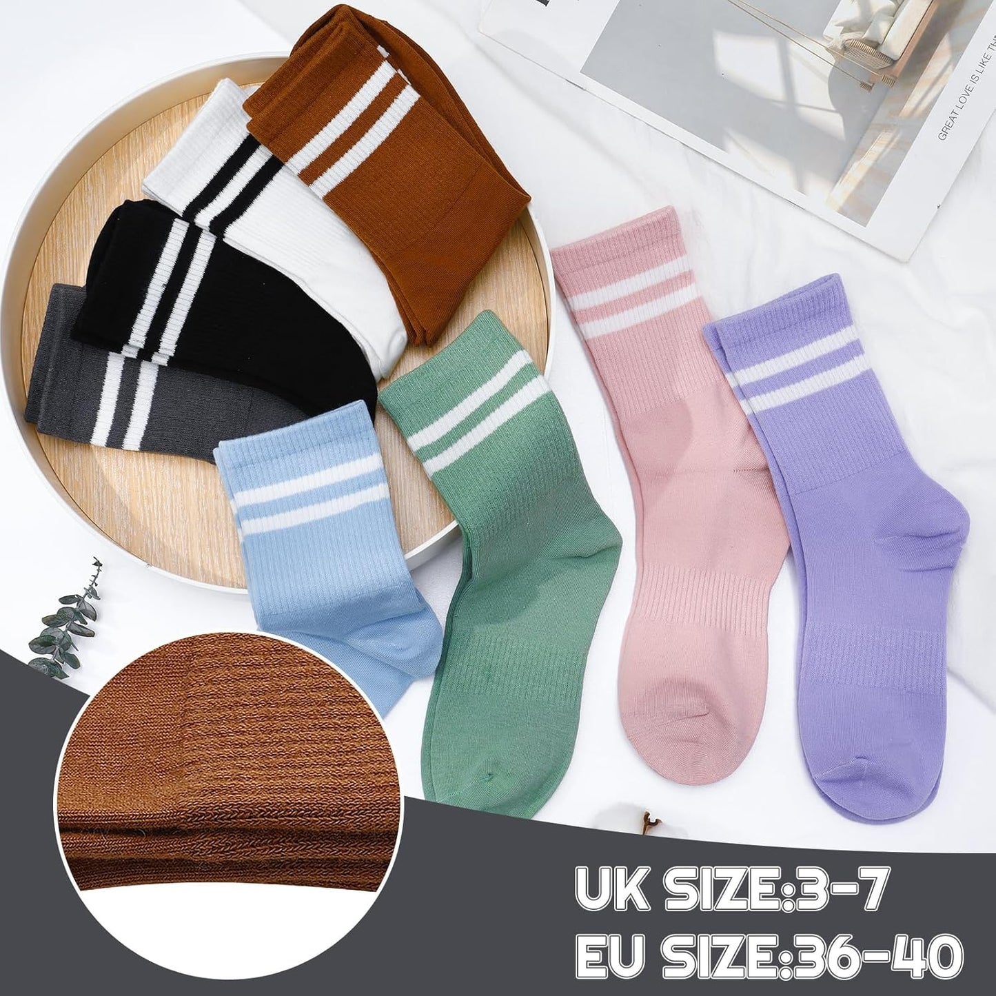8-Pack Women’s Breathable Cotton Ankle Socks – Athletic Sports & Casual Crew Socks for Running, Gym, Yoga (Multicolor, UK 3-7)
