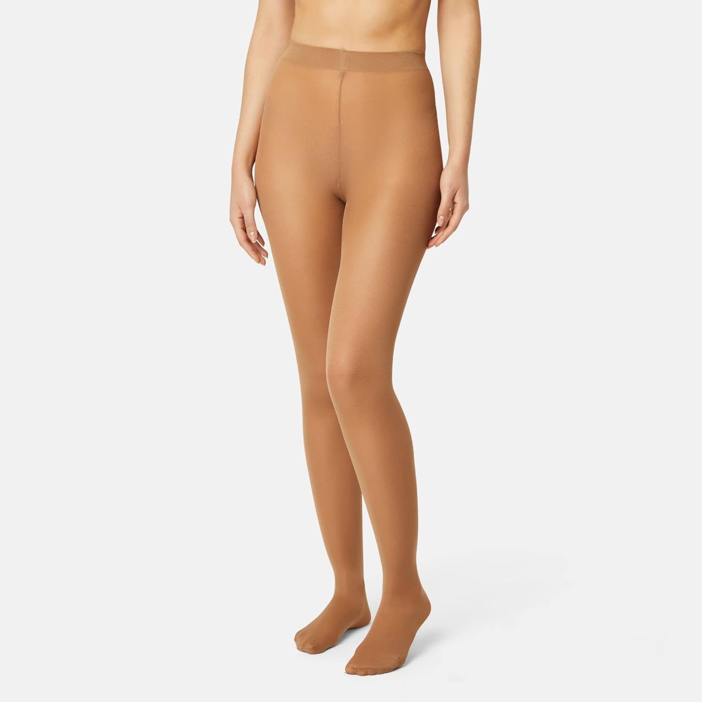 Nude tights with a smooth stretchy fabric and high waistband. Full-length design with reinforced toe construction suitable for everyday wear.
