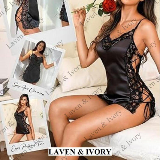 Laven & Ivory Lace Babydoll Nightwear for Women