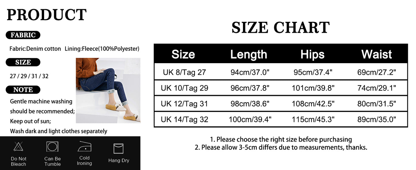 Womens Winter Fleece Lined Stretchy Jeggings High Waisted Skinny Jeans Yoga Denim Pants