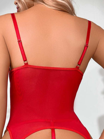 Laven & Ivory 4-Piece Lace-Up Corset Lingerie Set with Stockings