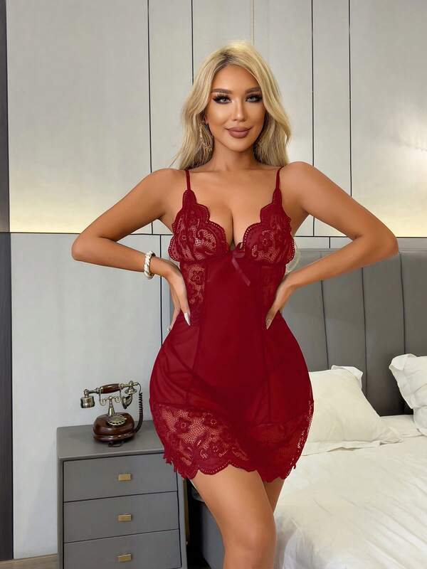 Laven & Ivory Lace Babydoll Nightwear for Women - Floral Lace