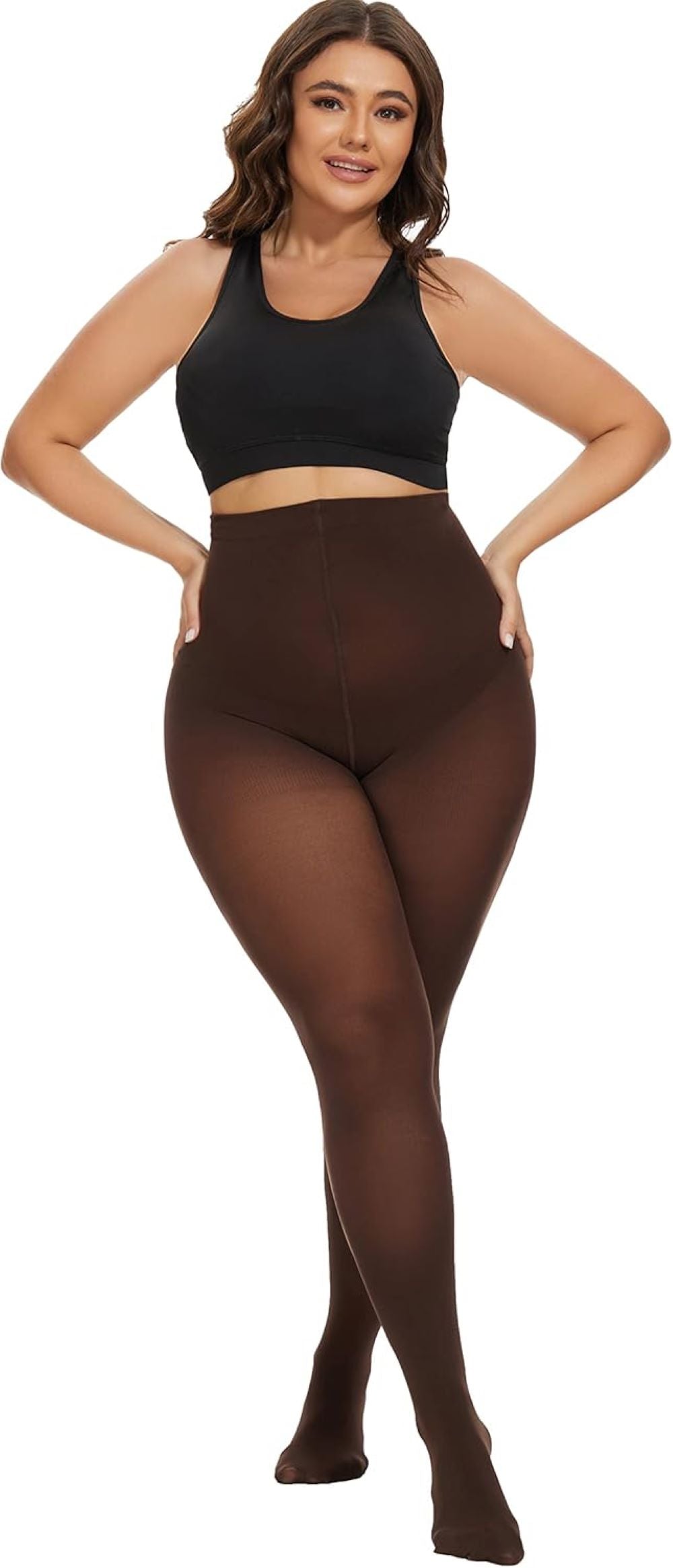Plus Size High-Waisted Tights for Women | 90 Denier Semi-Opaque Pantyhose with Elastic Waistband | Multi Colors (Black, Suntan, Wine Red & More) | XL-4XL