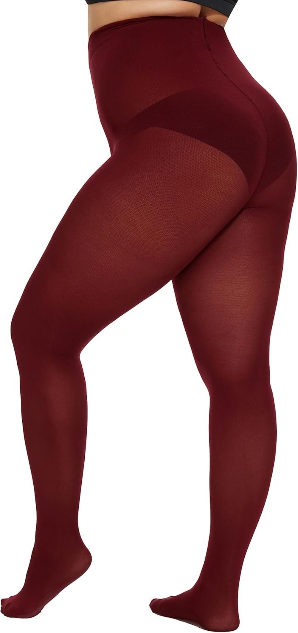 Plus Size High-Waisted Tights for Women | 90 Denier Semi-Opaque Pantyhose with Elastic Waistband | Multi Colors (Black, Suntan, Wine Red & More) | XL-4XL
