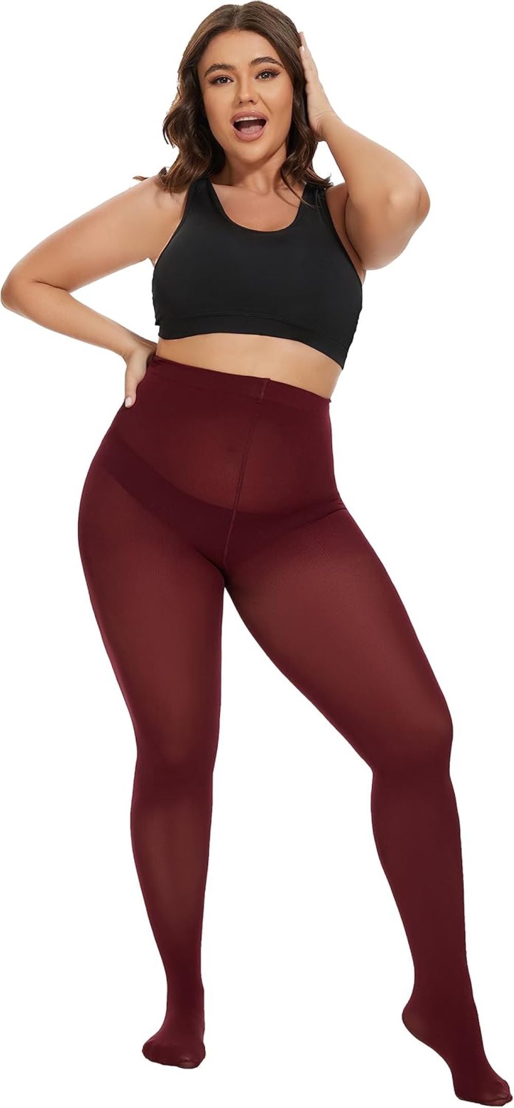 Plus Size High-Waisted Tights for Women | 90 Denier Semi-Opaque Pantyhose with Elastic Waistband | Multi Colors (Black, Suntan, Wine Red & More) | XL-4XL