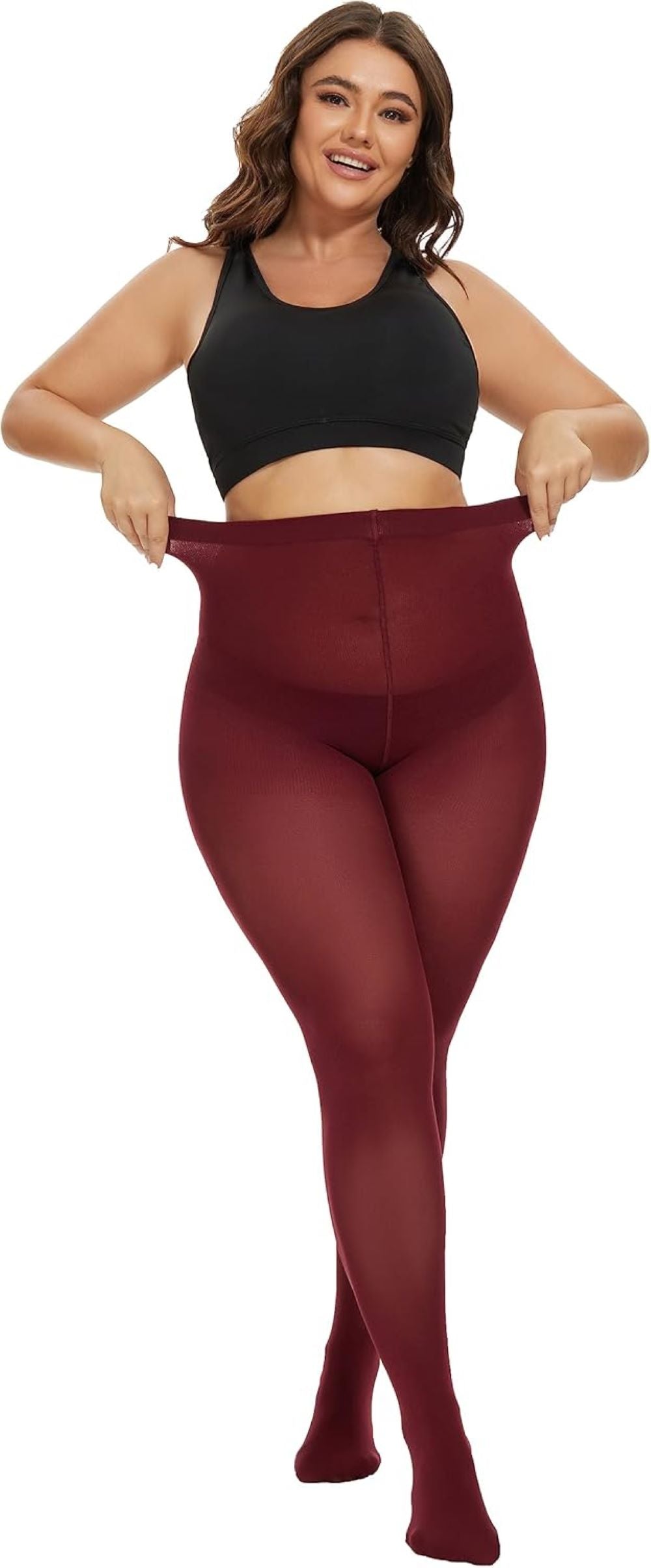 Plus Size High-Waisted Tights for Women | 90 Denier Semi-Opaque Pantyhose with Elastic Waistband | Multi Colors (Black, Suntan, Wine Red & More) | XL-4XL