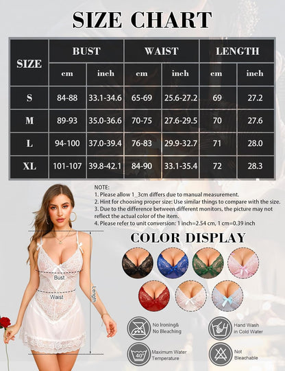 Laven & Ivory Lace Babydoll Nightwear for Women - Mesh Detail