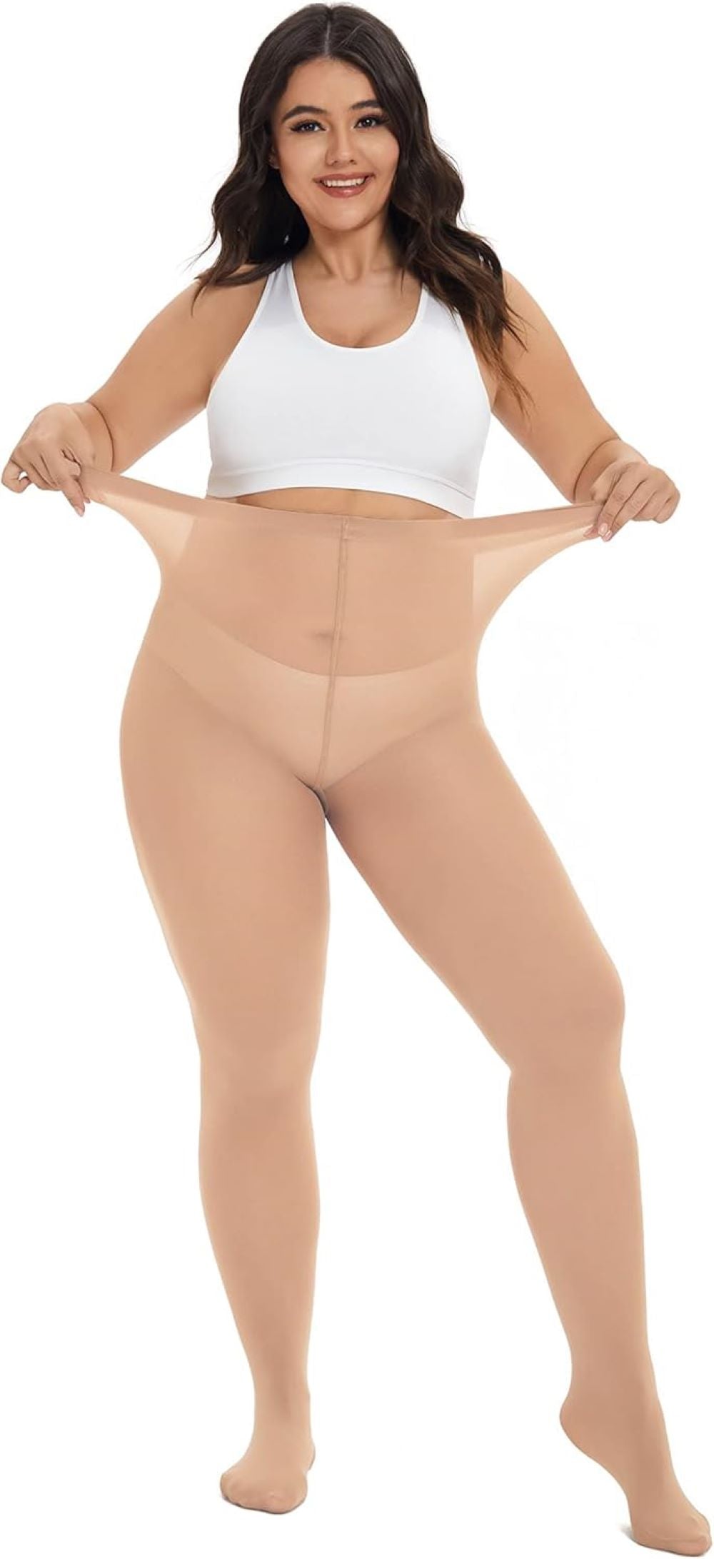Plus Size High-Waisted Tights for Women | 90 Denier Semi-Opaque Pantyhose with Elastic Waistband | Multi Colors (Black, Suntan, Wine Red & More) | XL-4XL