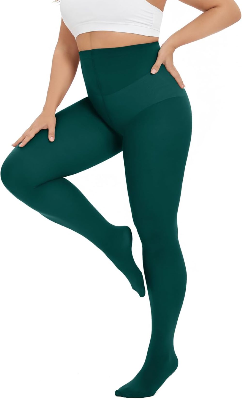 Plus Size High-Waisted Tights for Women | 90 Denier Semi-Opaque Pantyhose with Elastic Waistband | Multi Colors (Black, Suntan, Wine Red & More) | XL-4XL