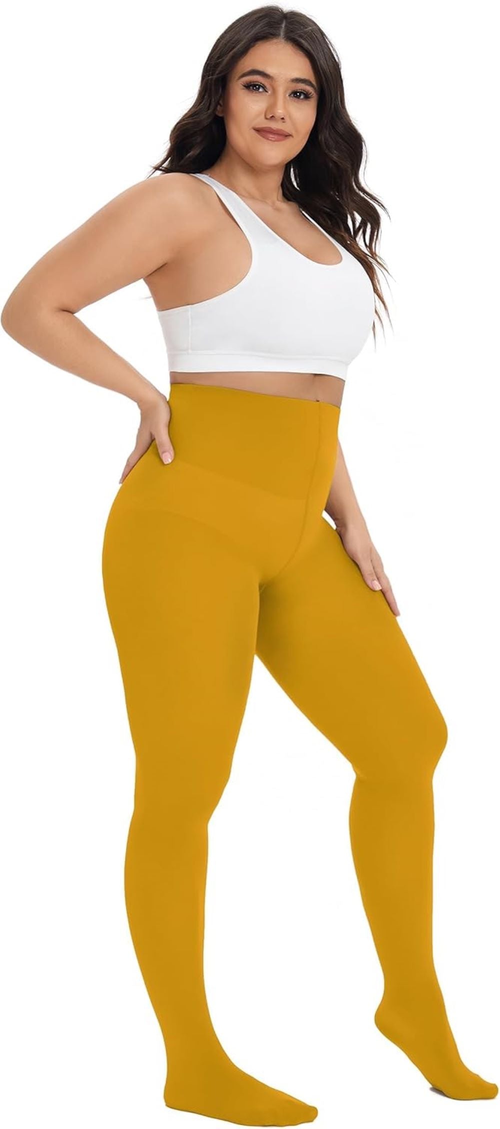 Plus Size High-Waisted Tights for Women | 90 Denier Semi-Opaque Pantyhose with Elastic Waistband | Multi Colors (Black, Suntan, Wine Red & More) | XL-4XL