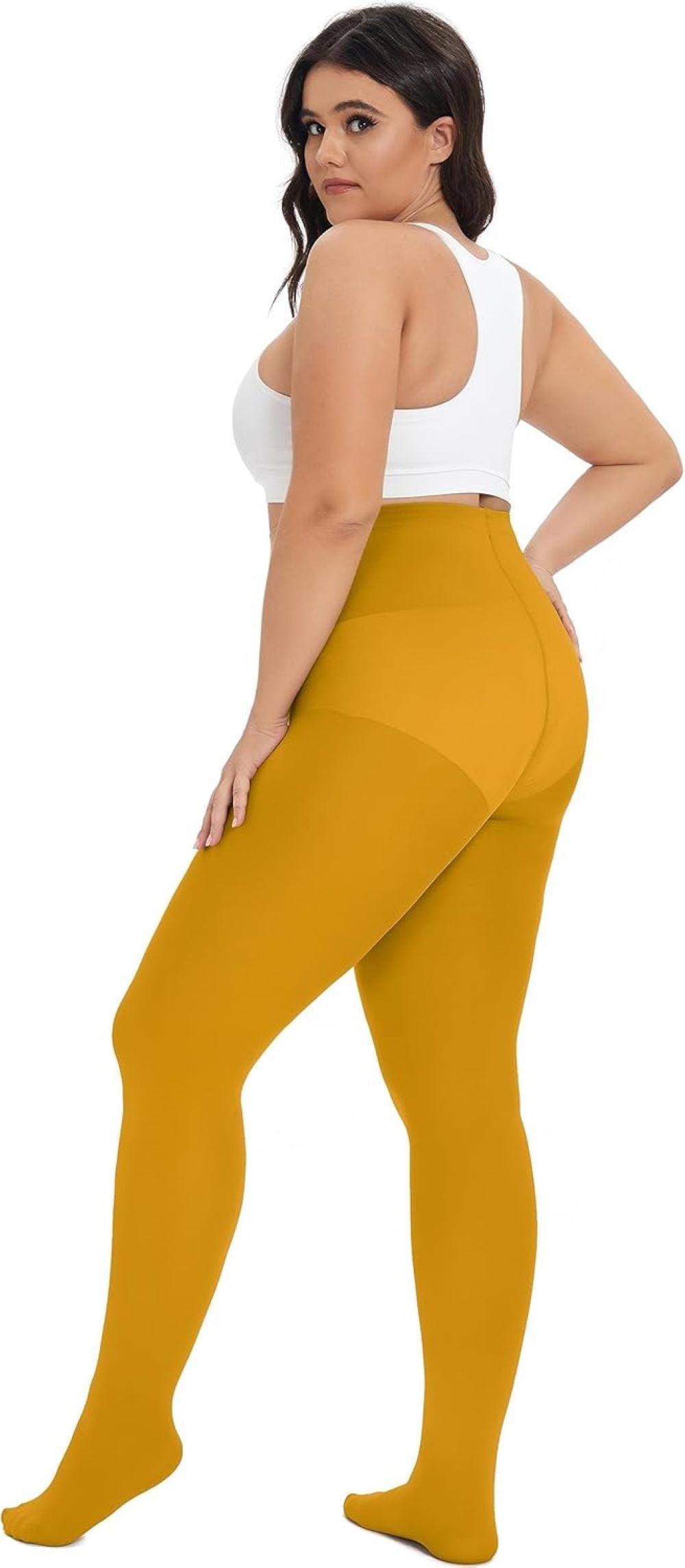 Plus Size High-Waisted Tights for Women | 90 Denier Semi-Opaque Pantyhose with Elastic Waistband | Multi Colors (Black, Suntan, Wine Red & More) | XL-4XL