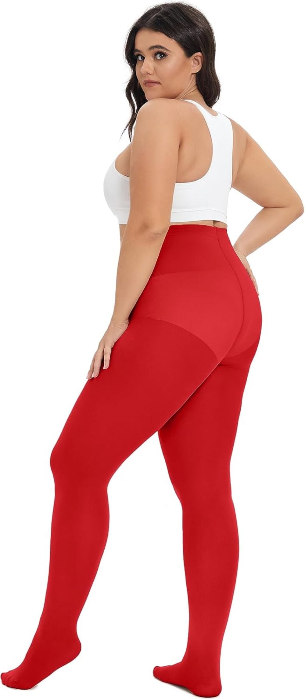 Plus Size High-Waisted Tights for Women | 90 Denier Semi-Opaque Pantyhose with Elastic Waistband | Multi Colors (Black, Suntan, Wine Red & More) | XL-4XL