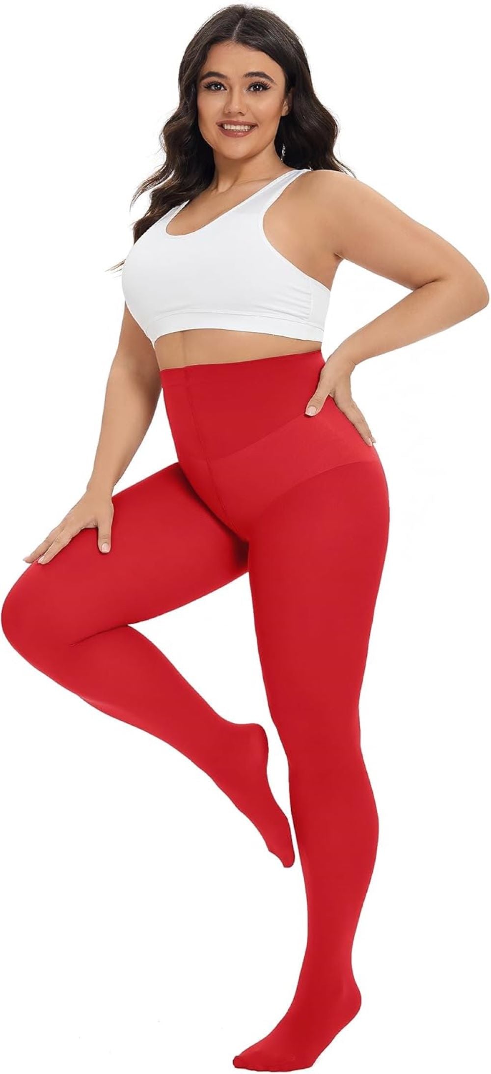 Plus Size High-Waisted Tights for Women | 90 Denier Semi-Opaque Pantyhose with Elastic Waistband | Multi Colors (Black, Suntan, Wine Red & More) | XL-4XL