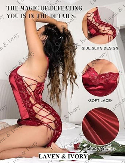 Laven & Ivory Lace Babydoll Nightwear for Women