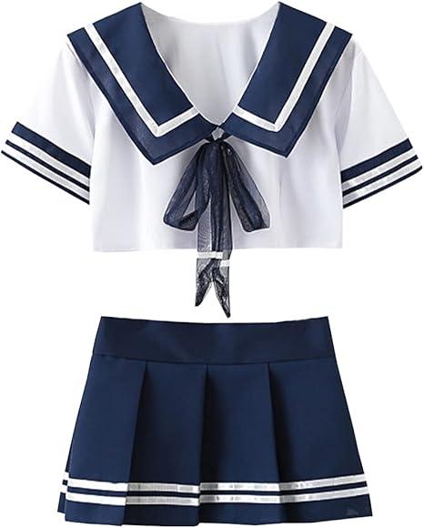 Laven & Ivory Cosplay School Uniform 3-Piece Set (Top, Pleated Skirt, G-String), Yuzu Party Outfit, Innocent Split Student Uniform, Suitable For Valentine's Day, Halloween, Kawaii Role Play Sailor Suit