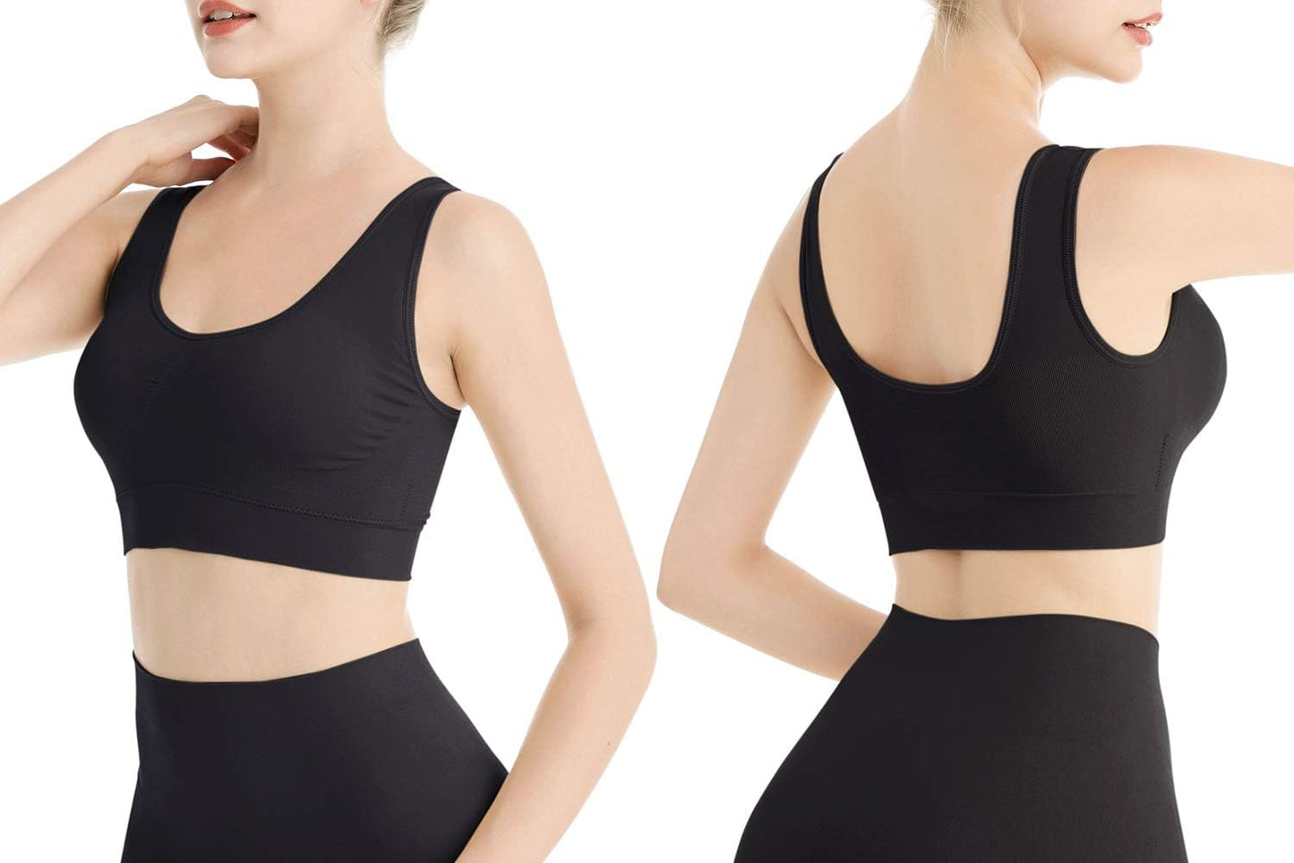 3-Pack Seamless Wirefree Racerback Sports Bras for Women – Medium Impact Yoga Bra with Removable Pads | Inclusive Sizes S-4XL