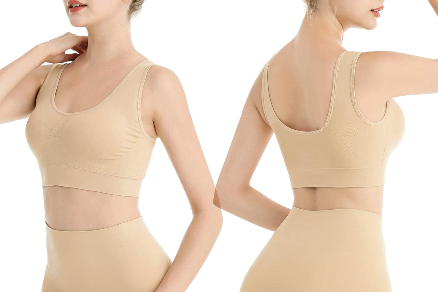 3-Pack Seamless Wirefree Racerback Sports Bras for Women – Medium Impact Yoga Bra with Removable Pads | Inclusive Sizes S-4XL