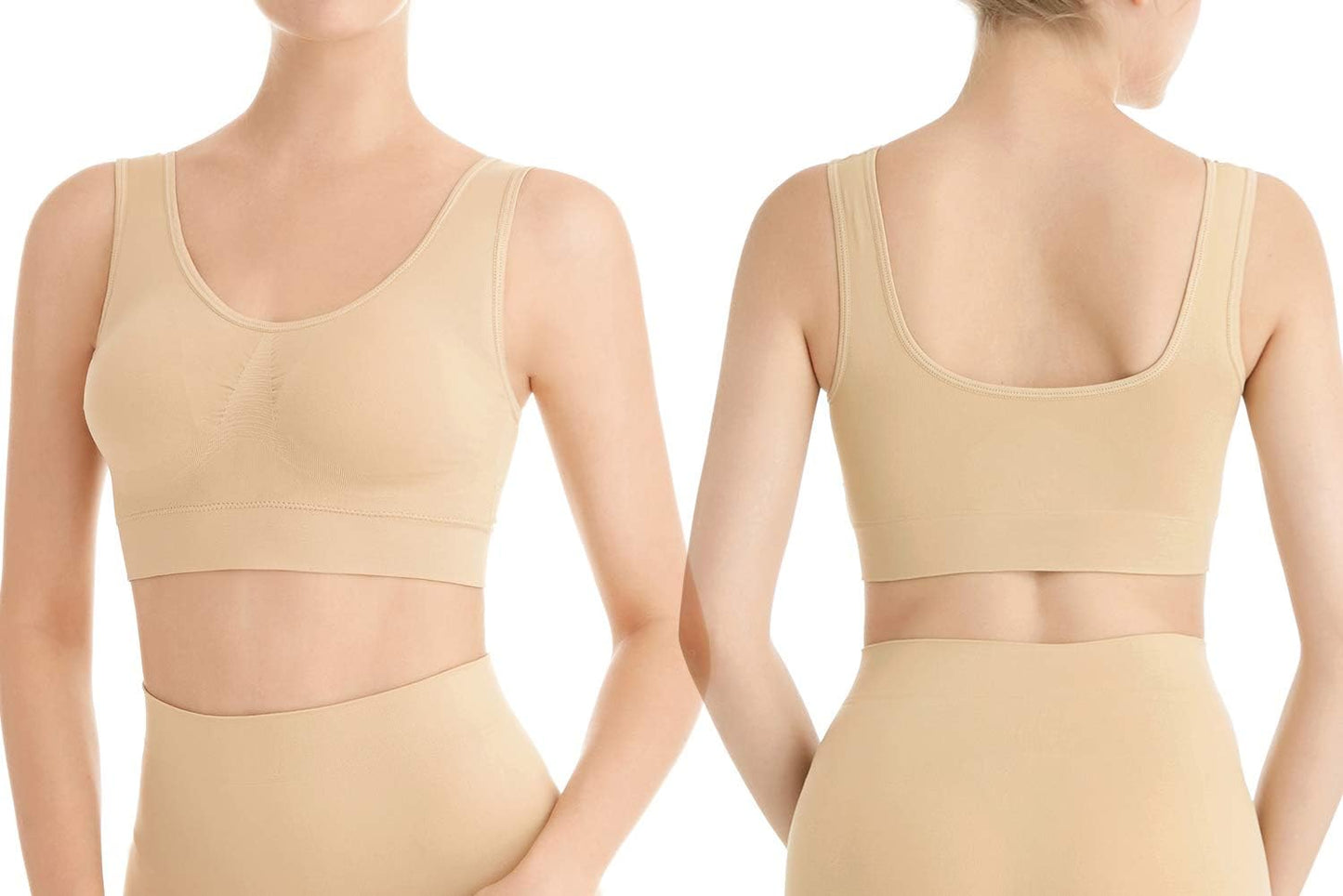 3-Pack Seamless Wirefree Racerback Sports Bras for Women – Medium Impact Yoga Bra with Removable Pads | Inclusive Sizes S-4XL