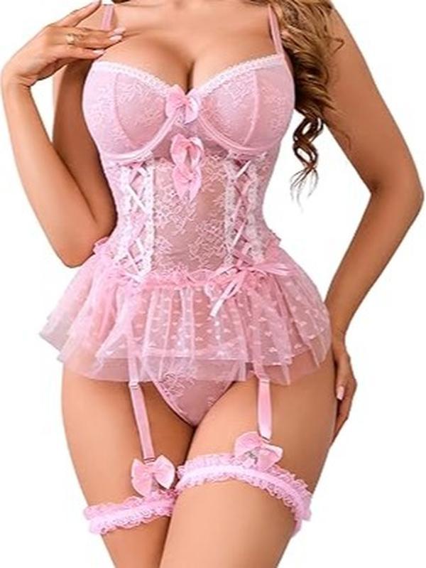 Lingerie for Women Sets Lace Bodysuit Underwear V Neck Babydoll Lingerie Set - Valentines Gifts For Her/Him