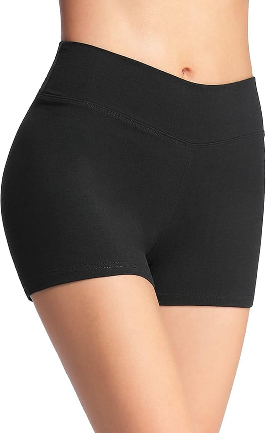 Women's High Waisted Yoga Gym Shorts Black Hot Pants Workout Running Cycling Sports Shorts