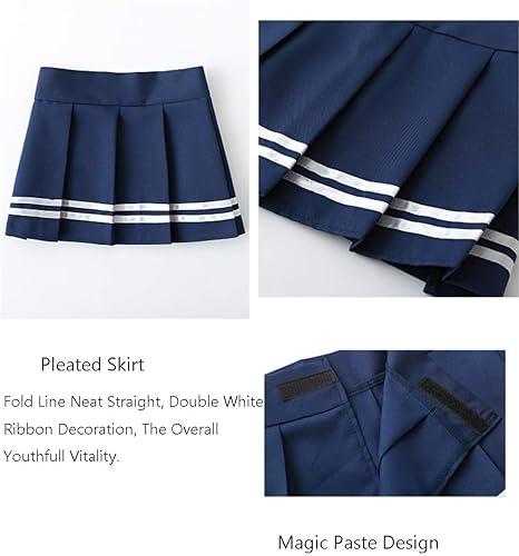 Laven & Ivory Cosplay School Uniform 3-Piece Set (Top, Pleated Skirt, G-String), Yuzu Party Outfit, Innocent Split Student Uniform, Suitable For Valentine's Day, Halloween, Kawaii Role Play Sailor Suit