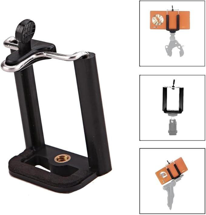 L&I Tripod Phone Mount Holder, Adjustable Smartphone Adapter With Secure Grip,360° Rotatable Phone Clip Stand Mount