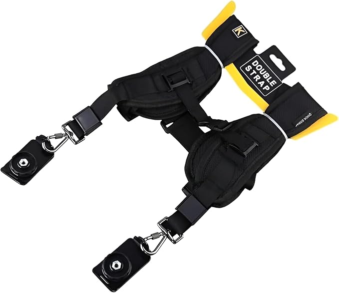 Adjustable premium camera harness strap for double cameras