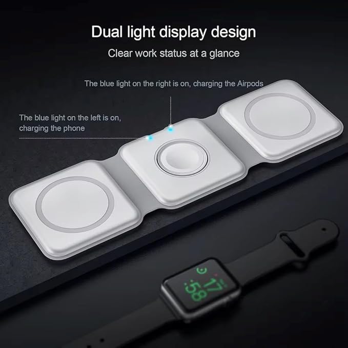 Fast 3 in 1 apple charging station with dual light display design