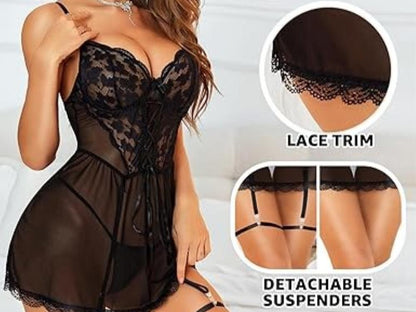 Laven & Ivory Lace Bodysuit for Women - One Piece Lingerie
