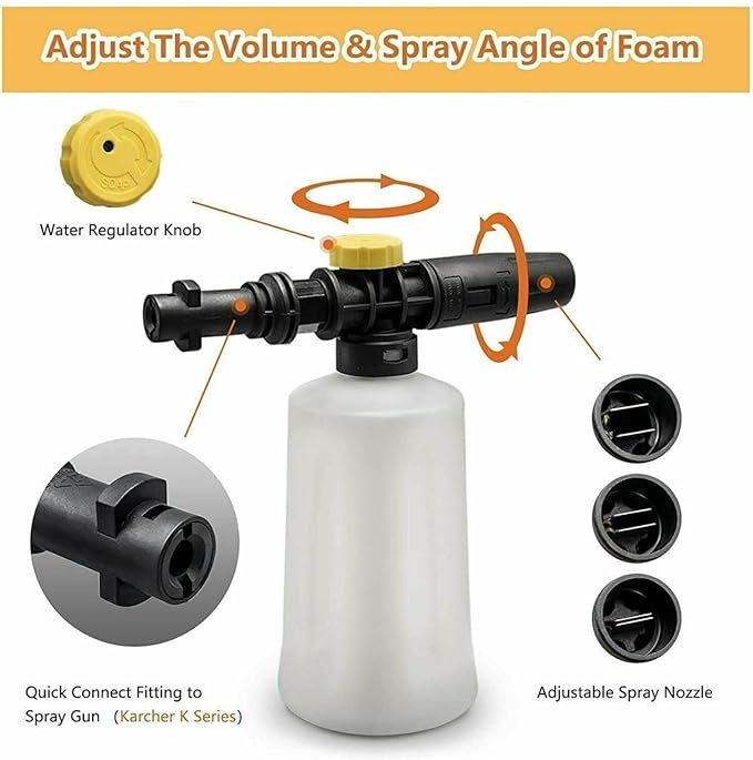 Laven & Ivory High-Pressure Snow Foam Lance Cannon Washer - 750ML Adjustable Sprayer Nozzle for Karcher K2 K3 K4 K5 K6 K7 - Car Soap Foam Gun