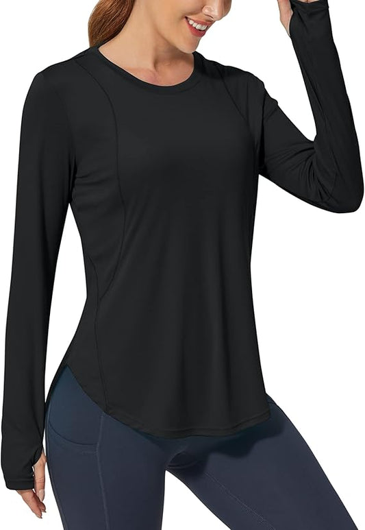 Women's Activewear Long Sleeve Tops Workout Shirts UPF 50+ Sun Fitness T-Shirt Lightweight Quick Dry Outdoor Running Hiking Tops