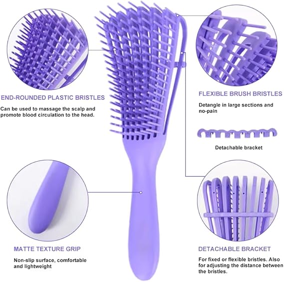 Detangling Hairbrush for Curly, Coily, Wavy, & Straight Hair | Wet & Dry Hair | Reduces Breakage & Knots