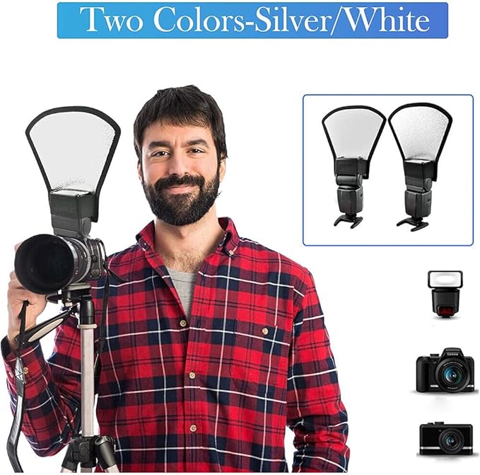 Flash Diffuser Softbox, Silver White Reflector, 2 in1 LightBoost, Soft Light & Detail Boost, Compatible with Canon, Nikon, Sony and others