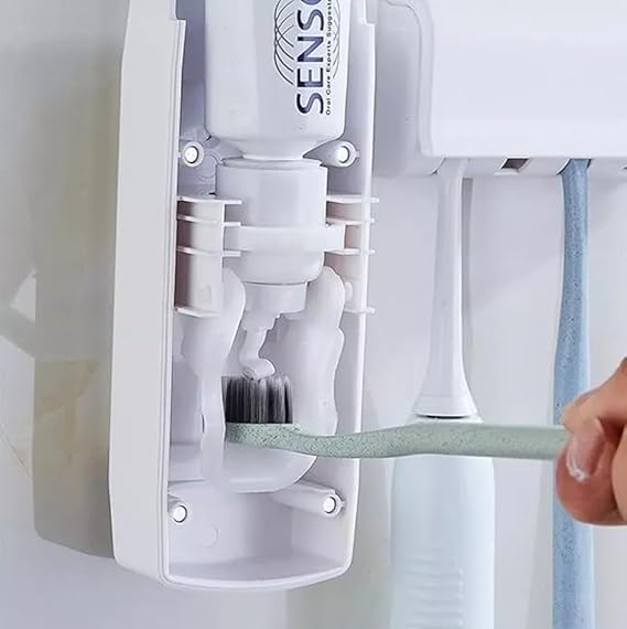 Wall-mounted toothbrush holder with 5 slots for manual and electric toothbrushes