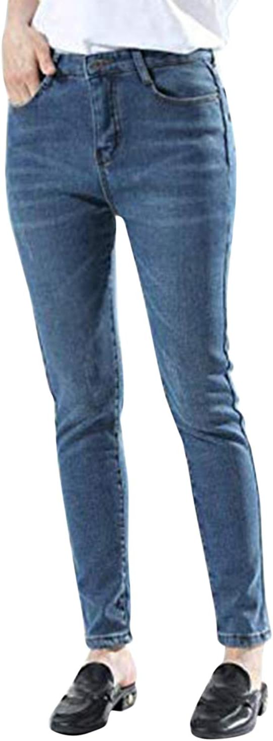 Womens Winter Fleece Lined Stretchy Jeggings High Waisted Skinny Jeans Yoga Denim Pants