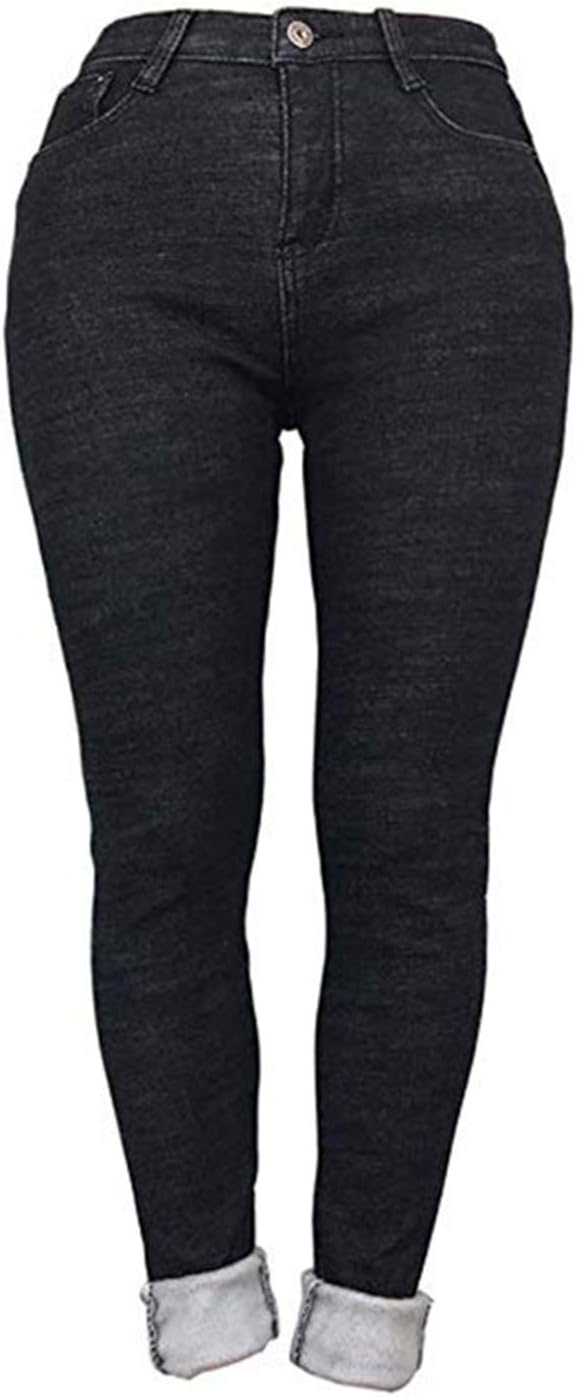 Womens Winter Fleece Lined Stretchy Jeggings High Waisted Skinny Jeans Yoga Denim Pants