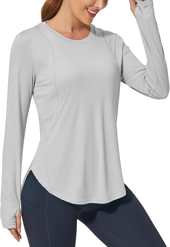 Women's Activewear Long Sleeve Tops Workout Shirts UPF 50+ Sun Fitness T-Shirt Lightweight Quick Dry Outdoor Running Hiking Tops