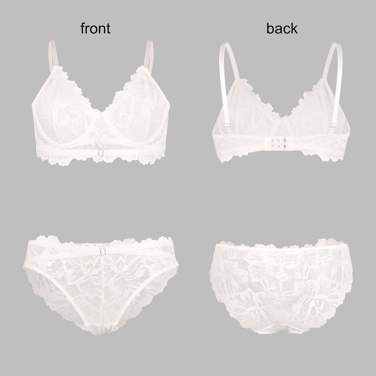 White Lace Bra & Knickers Set detail
