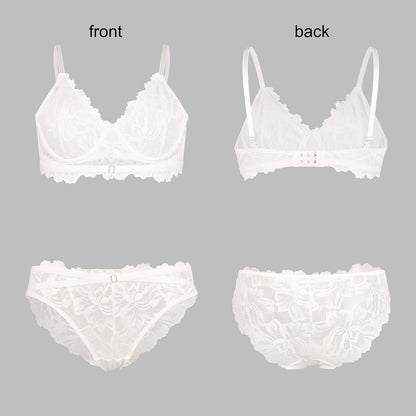 White Lace Bra & Knickers Set detail