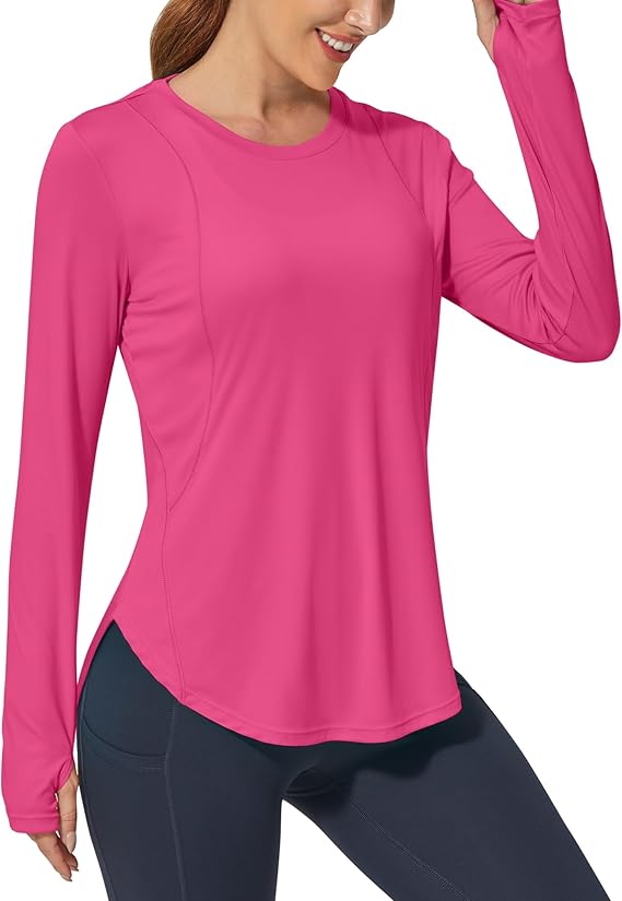 Women's Activewear Long Sleeve Tops Workout Shirts UPF 50+ Sun Fitness T-Shirt Lightweight Quick Dry Outdoor Running Hiking Tops