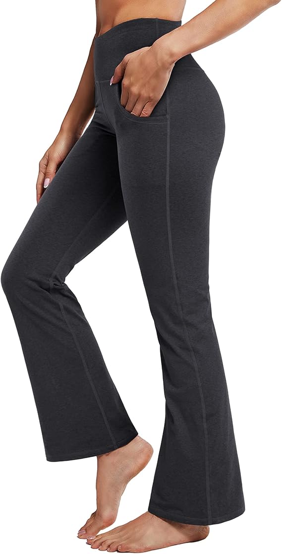 Yoga Pants for Women with Pockets High Waist Dress Pants Flare Leggings Workout Bootleg Tummy Control Work Gym Pants